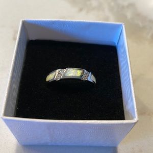 Sterling silver opal crystal ring